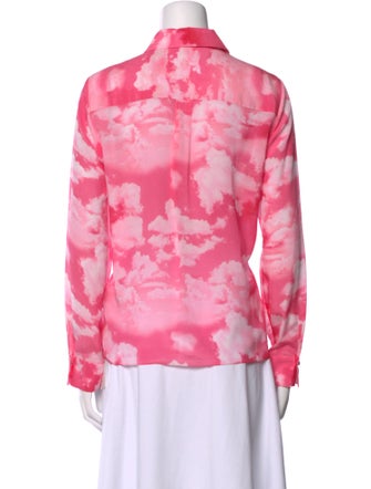 Alice + Olivia Silk Tie-Dye Print Button-Up Top