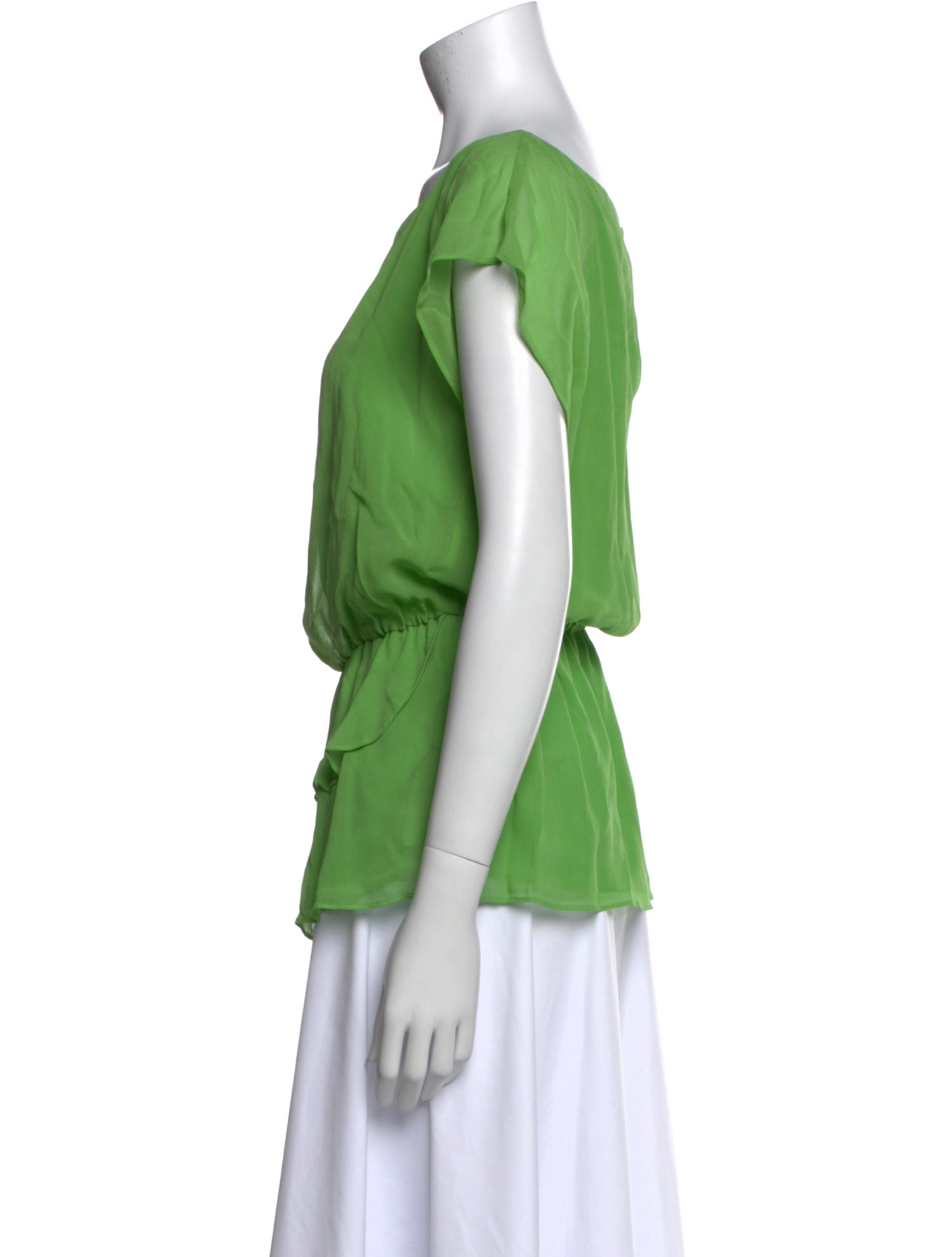 Alice + Olivia Silk Bateau Neckline Blouse