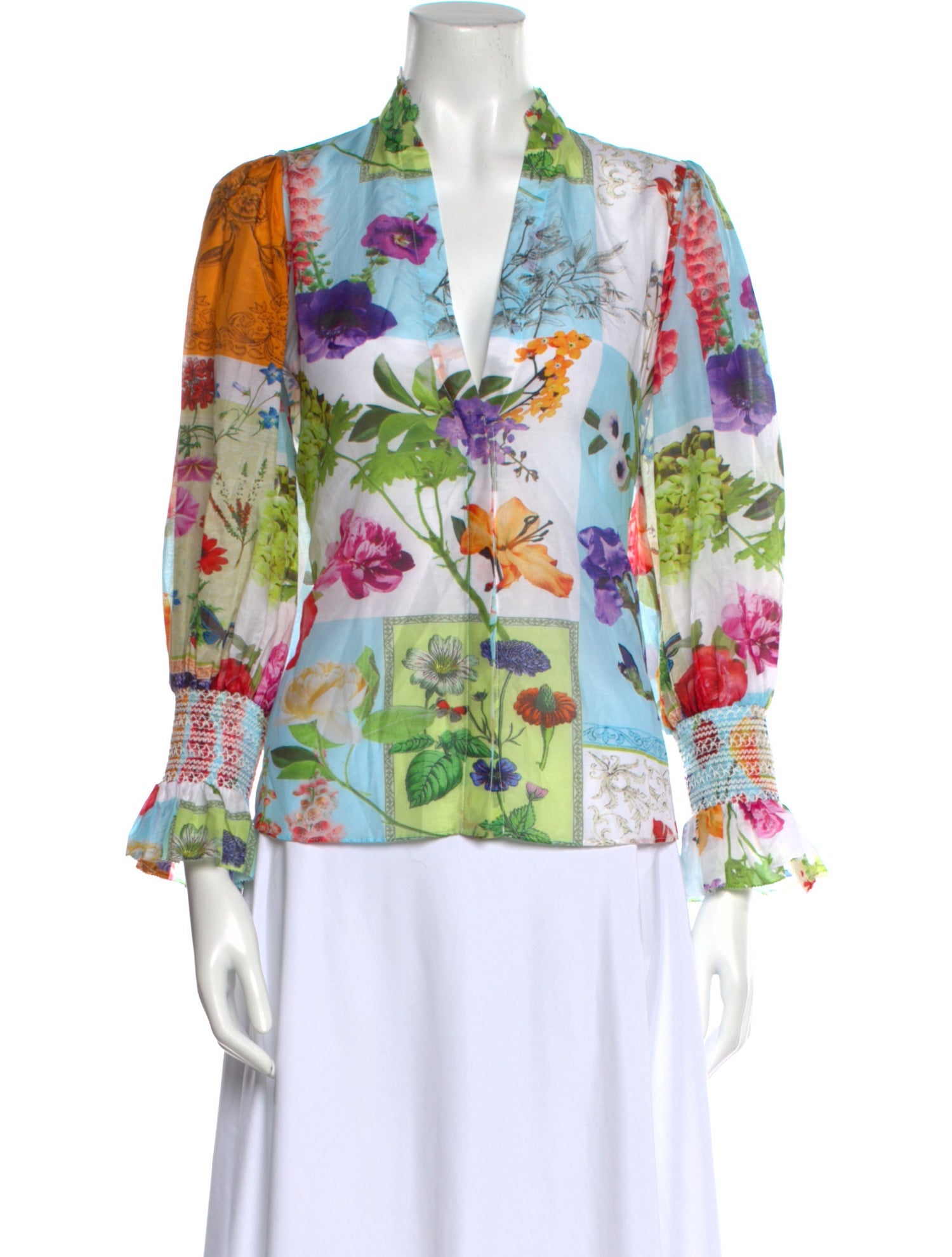 Alice + Olivia Floral Print V-Neck Blouse w/ Tags