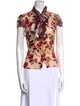 Alice + Olivia Floral Print Tie Neck Blouse