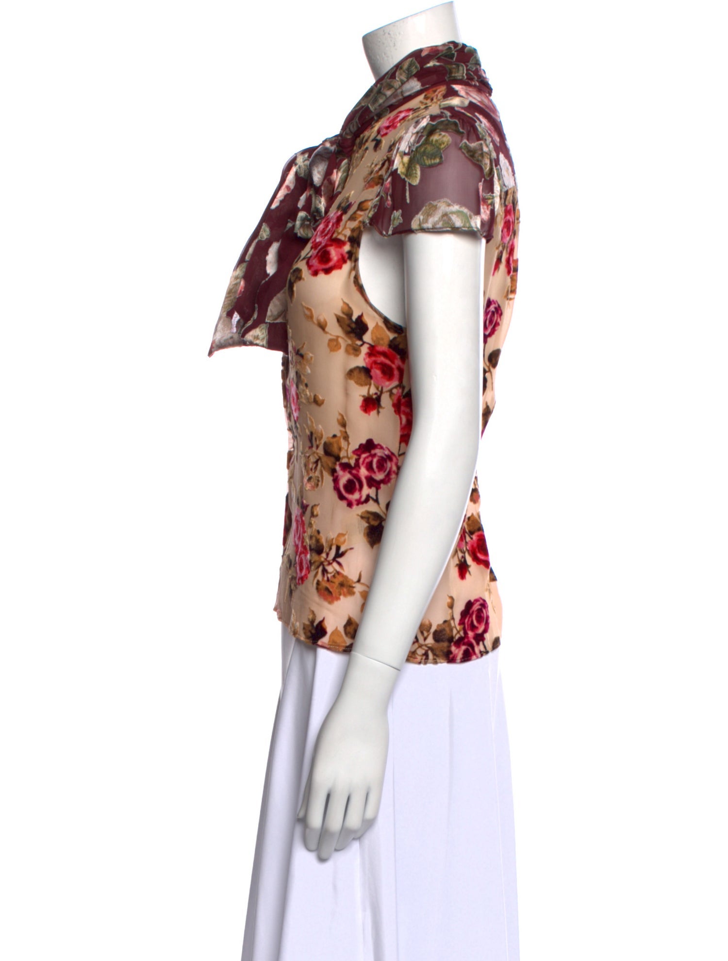 Alice + Olivia Floral Print Tie Neck Blouse