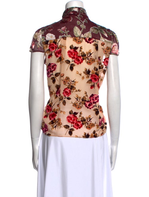 Alice + Olivia Floral Print Tie Neck Blouse