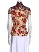Alice + Olivia Floral Print Tie Neck Blouse