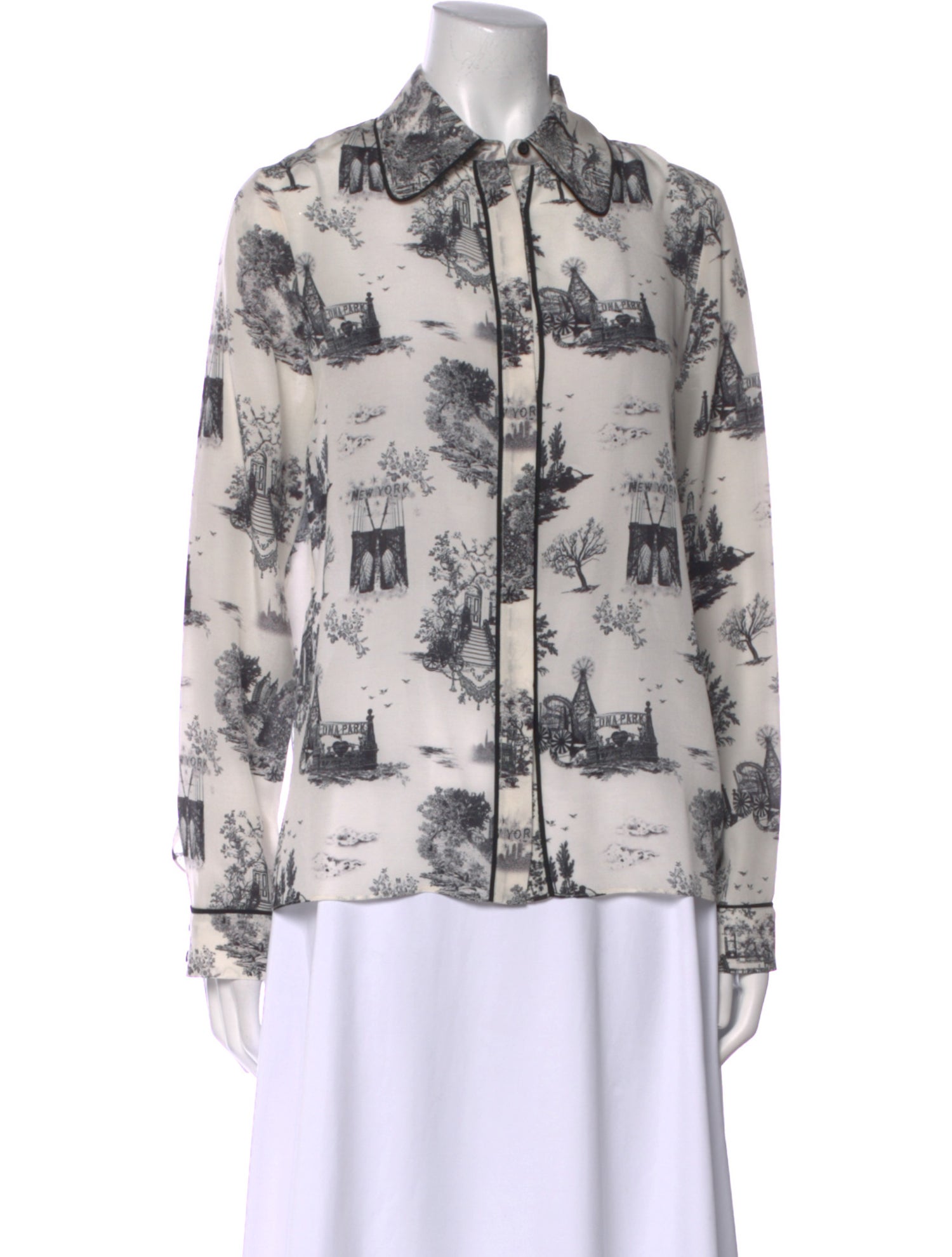 Alice + Olivia Silk Printed Button-Up Top