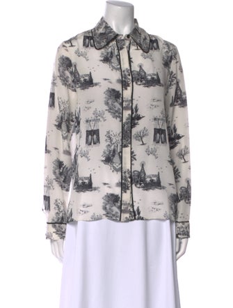Alice + Olivia Silk Printed Button-Up Top