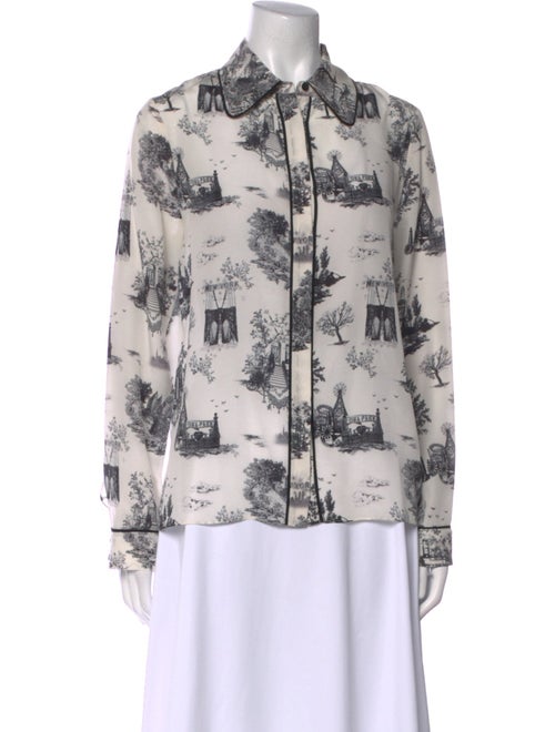 Alice + Olivia Silk Printed Button-Up Top