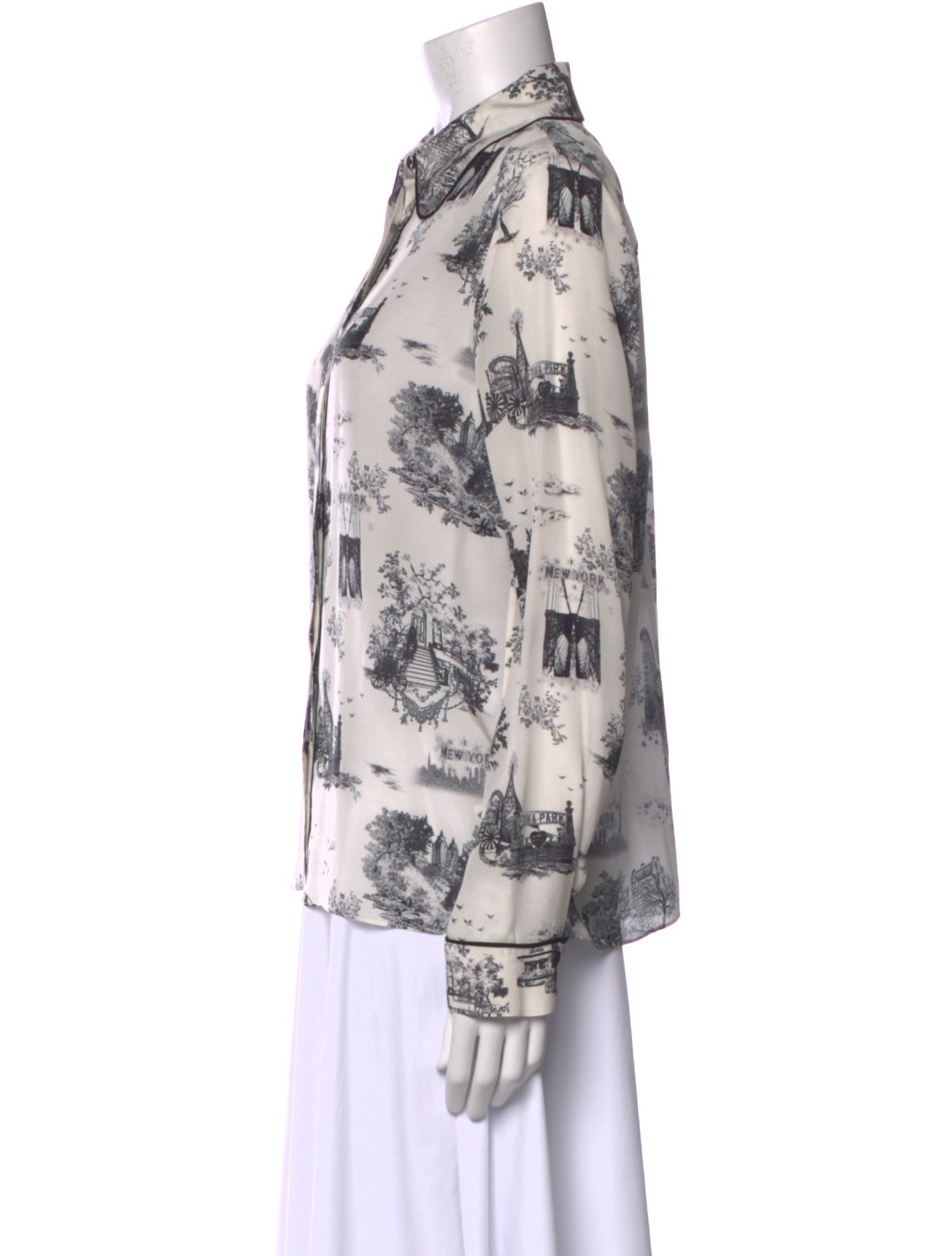 Alice + Olivia Silk Printed Button-Up Top