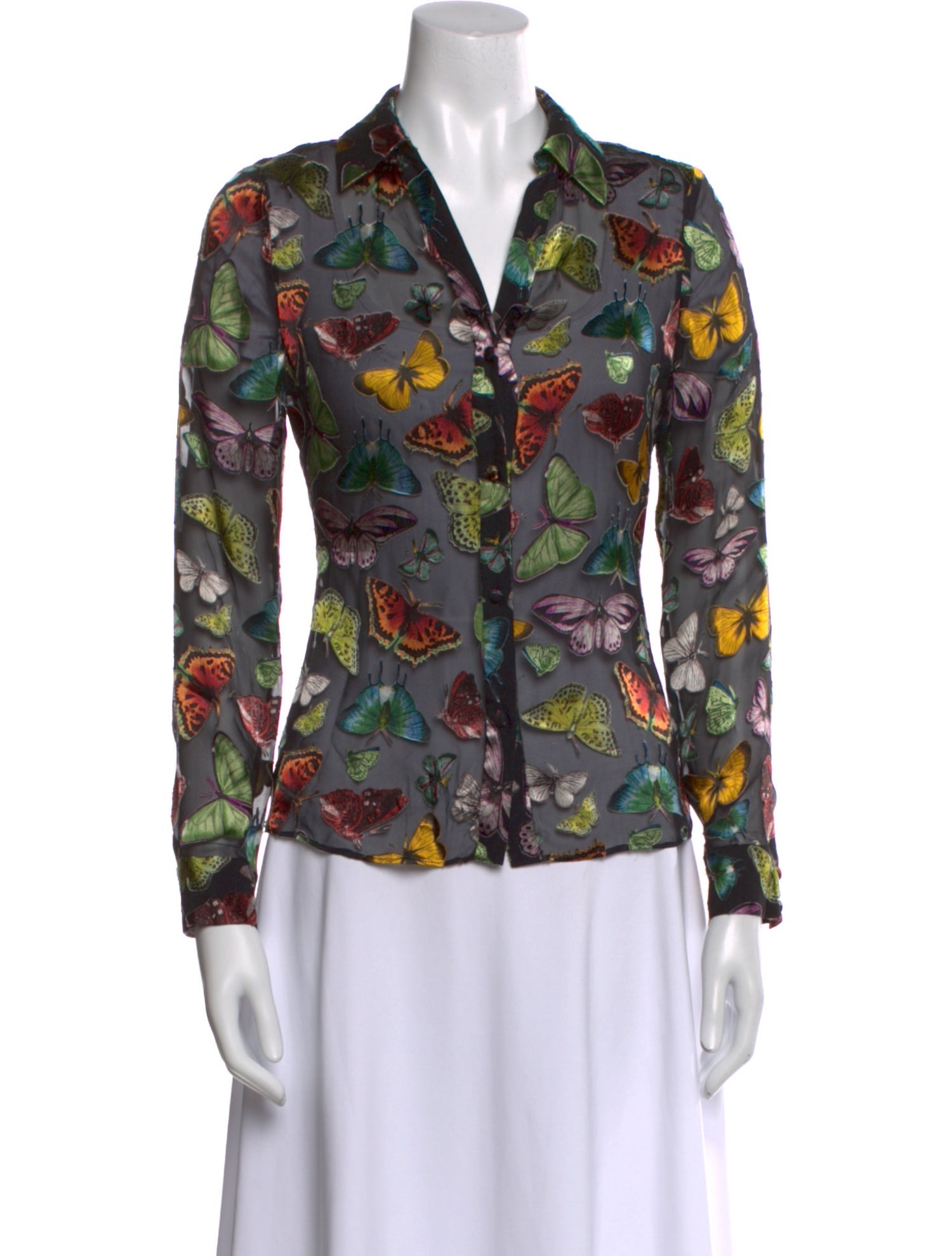 Alice + Olivia Floral Print Long Sleeve Button-Up Top