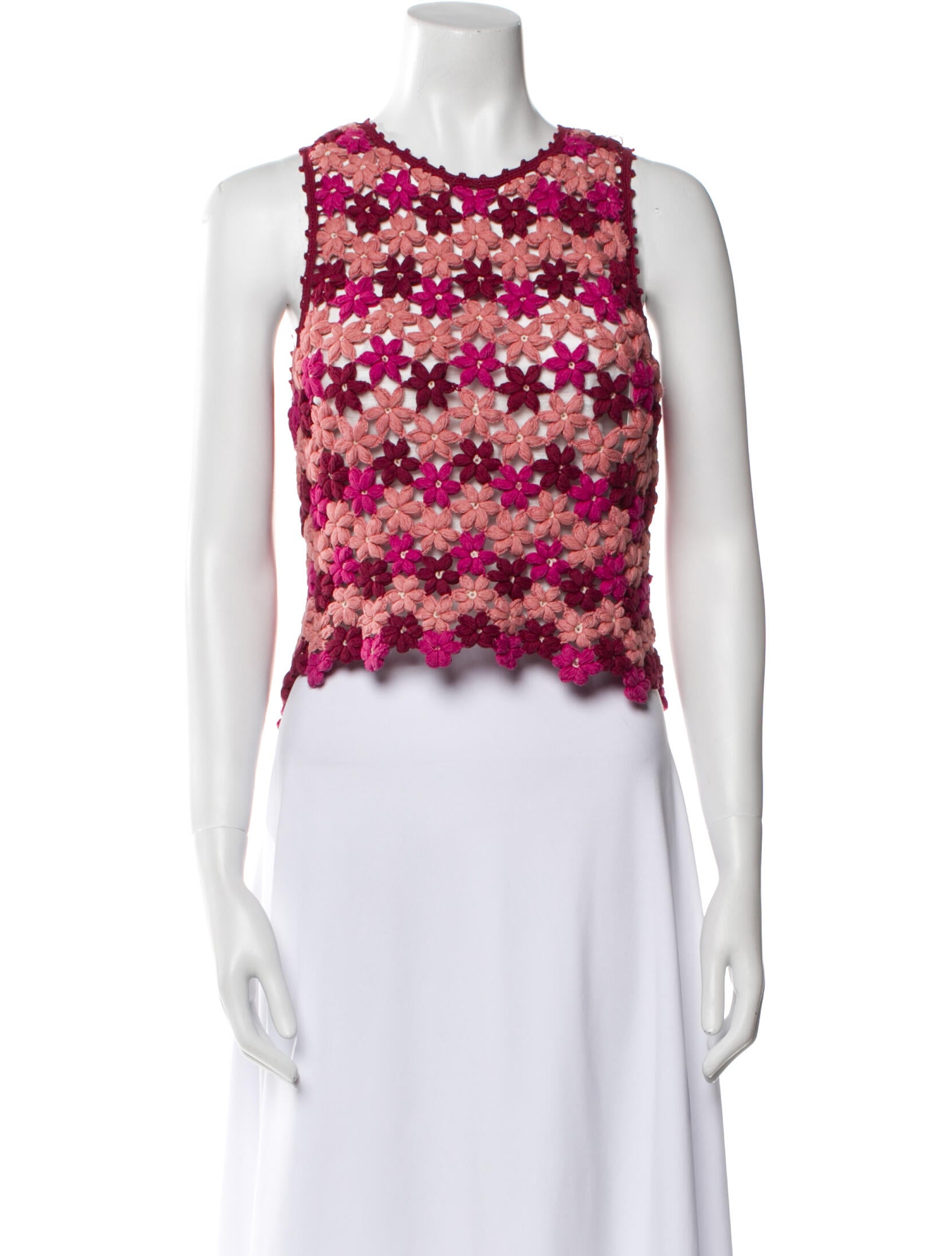 Alice + Olivia Lace Pattern Crew Neck Crop Top