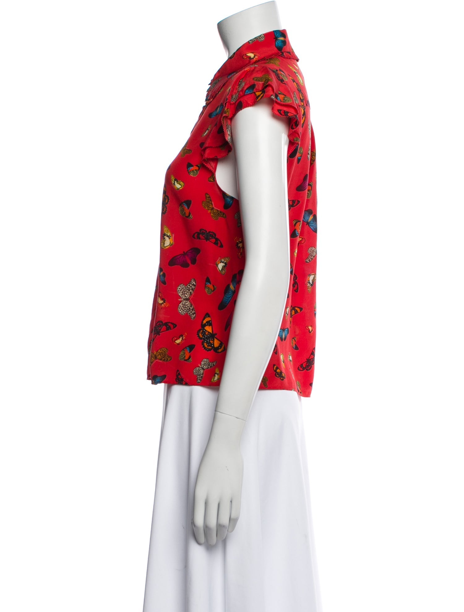 Alice + Olivia Silk Floral Print Button-Up Top