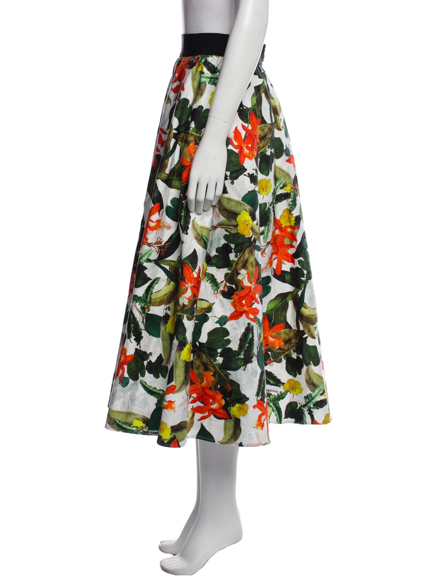 Alice + Olivia Floral Print Midi Length Skirt