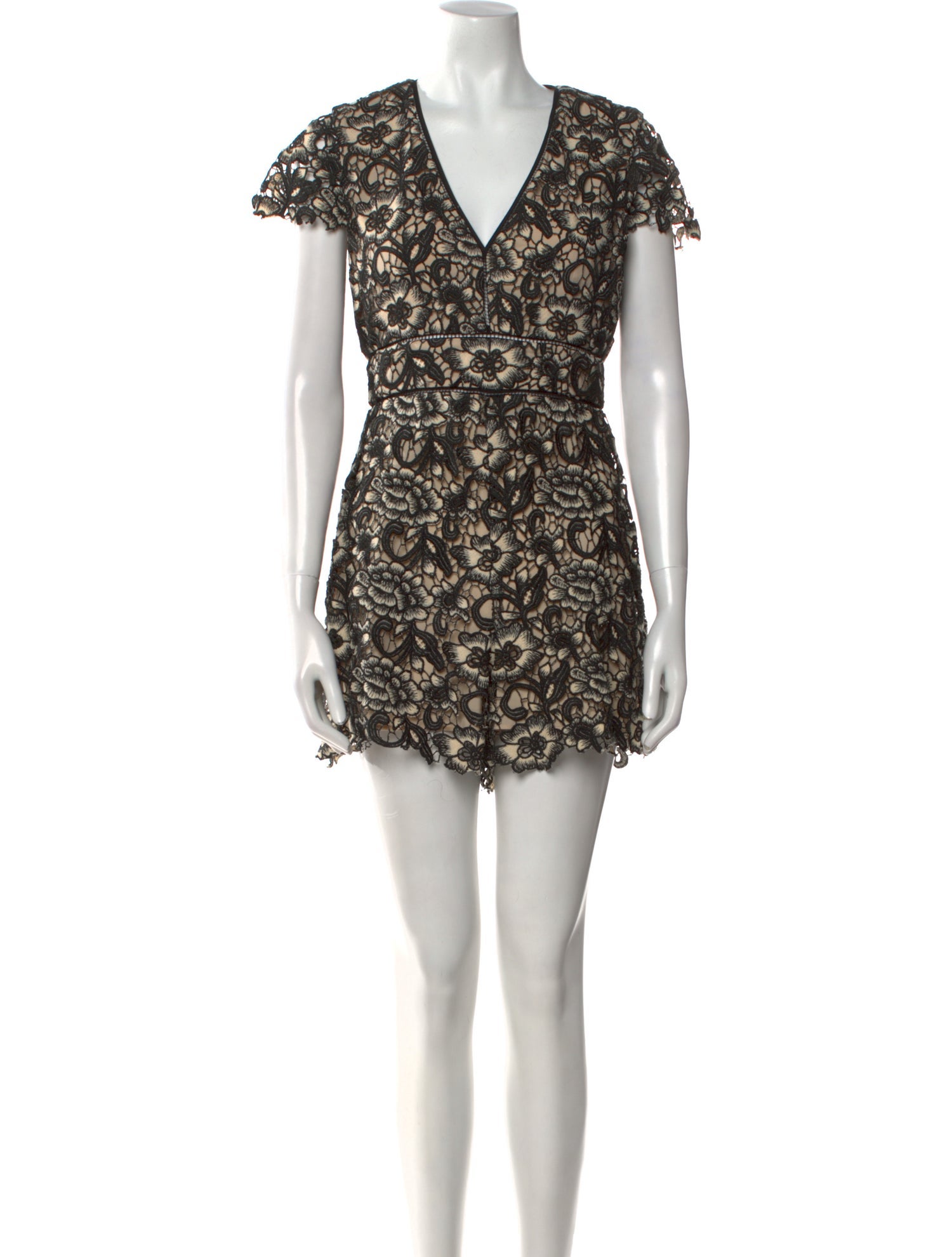 Alice + Olivia Floral Print V-Neck Romper