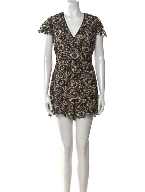 Alice + Olivia Floral Print V-Neck Romper