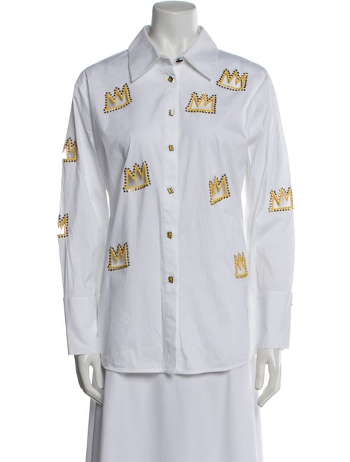 Alice + Olivia Printed Long Sleeve Button-Up Top