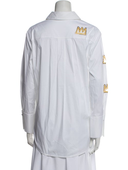 Alice + Olivia Printed Long Sleeve Button-Up Top