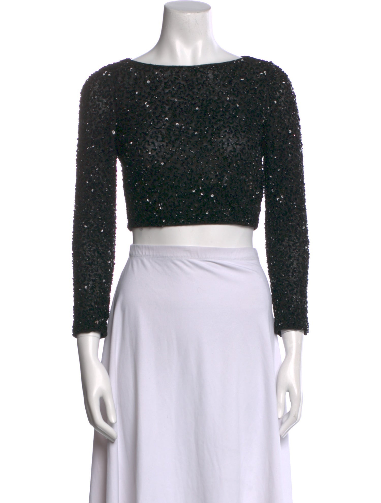 Alice + Olivia Scoop Neck Three-Quarter Sleeve Crop Top