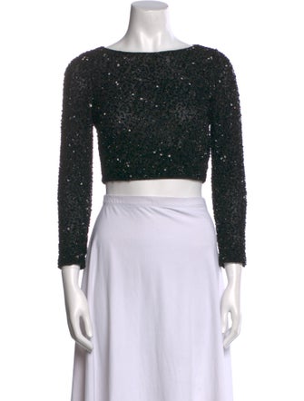 Alice + Olivia Scoop Neck Three-Quarter Sleeve Crop Top