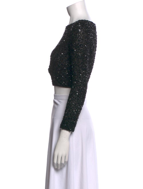 Alice + Olivia Scoop Neck Three-Quarter Sleeve Crop Top