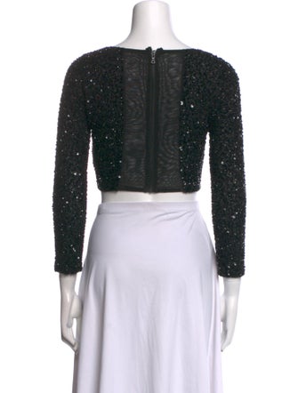 Alice + Olivia Scoop Neck Three-Quarter Sleeve Crop Top