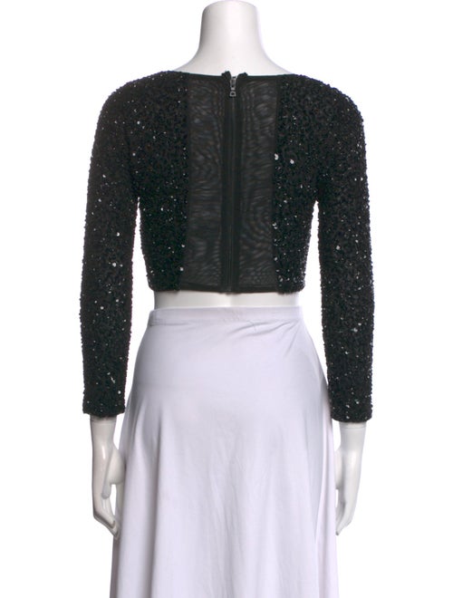 Alice + Olivia Scoop Neck Three-Quarter Sleeve Crop Top