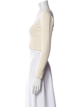 Alice + Olivia Bateau Neckline Three-Quarter Sleeve Crop Top