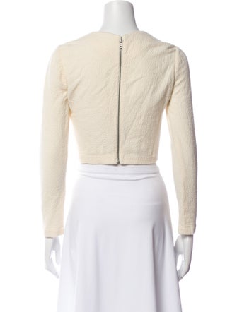 Alice + Olivia Bateau Neckline Three-Quarter Sleeve Crop Top