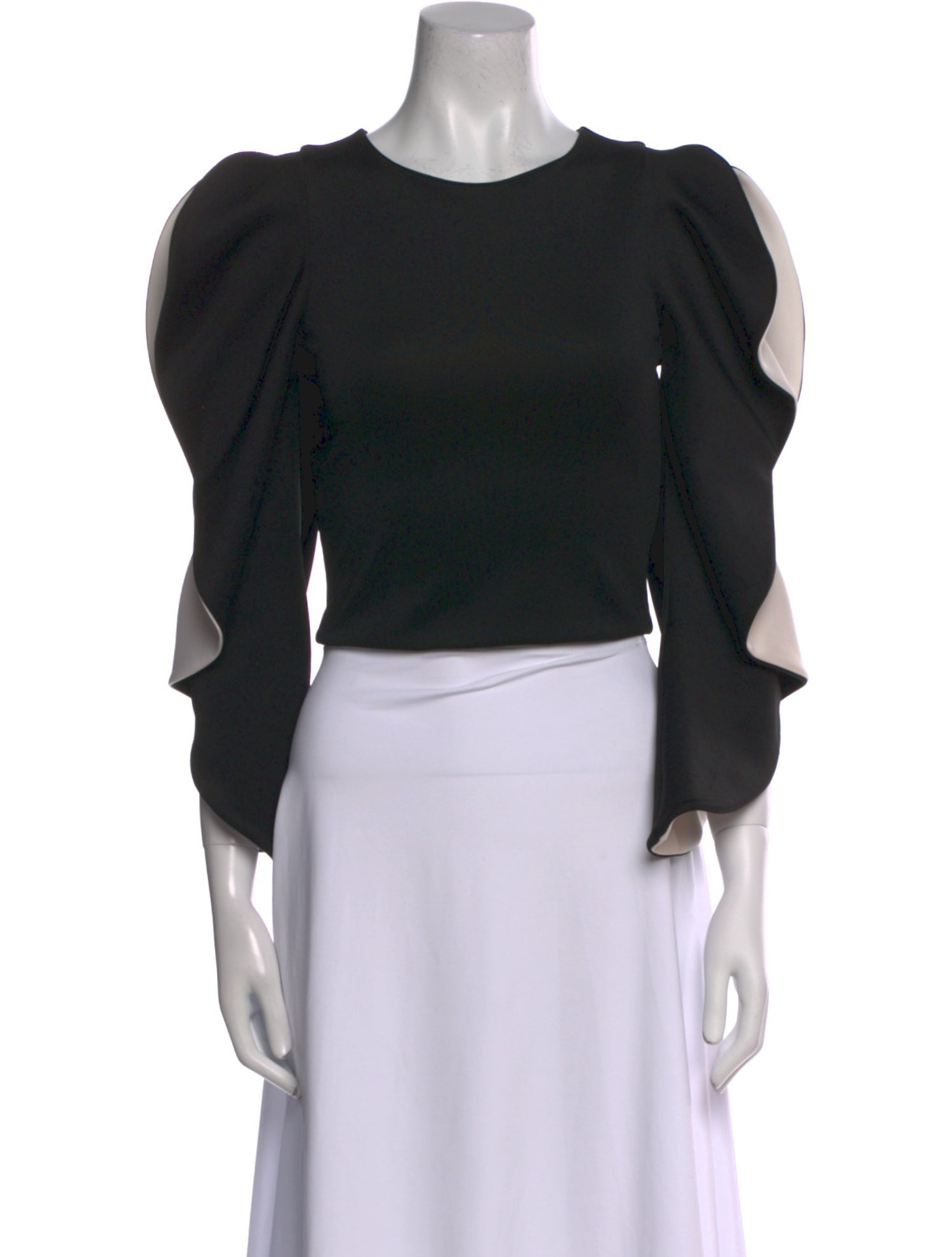 Alice + Olivia Crew Neck Three-Quarter Sleeve Crop Top