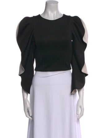 Alice + Olivia Crew Neck Three-Quarter Sleeve Crop Top