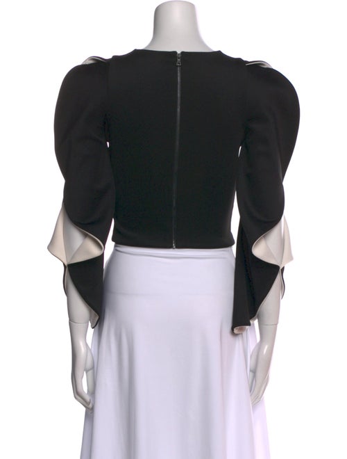 Alice + Olivia Crew Neck Three-Quarter Sleeve Crop Top