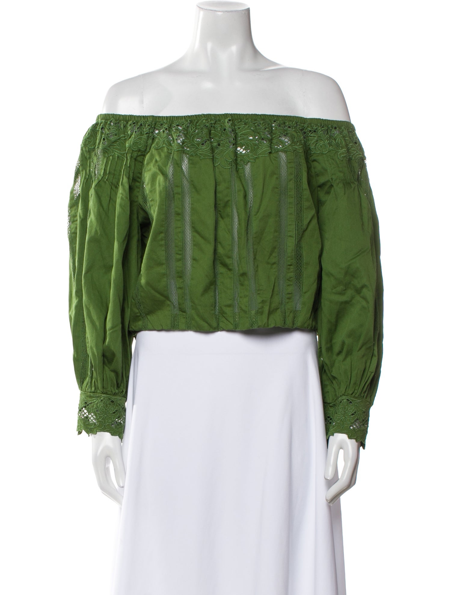 Alice + Olivia Off-The-Shoulder Long Sleeve Crop Top w/ Tags