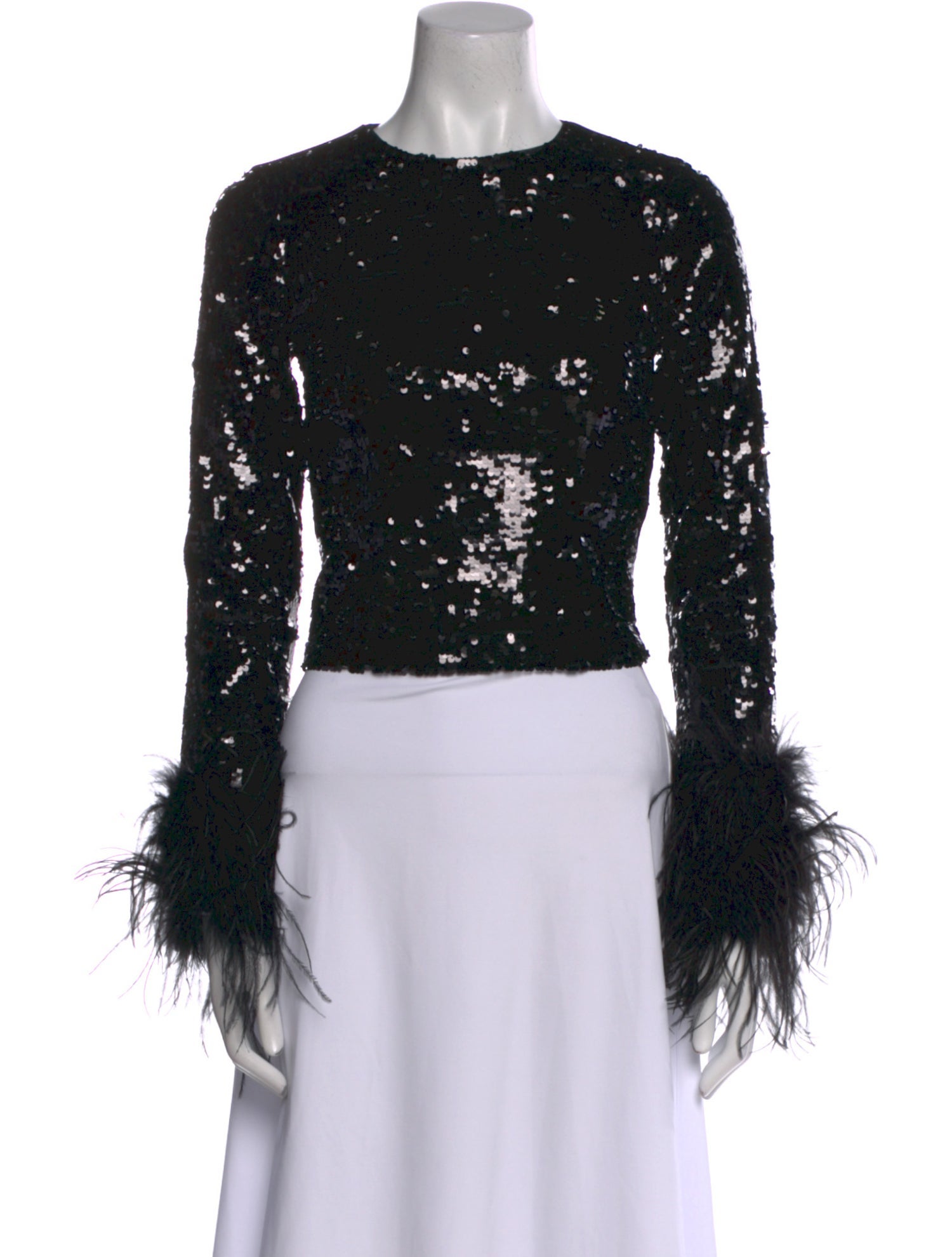 Alice + Olivia Crew Neck Long Sleeve Crop Top