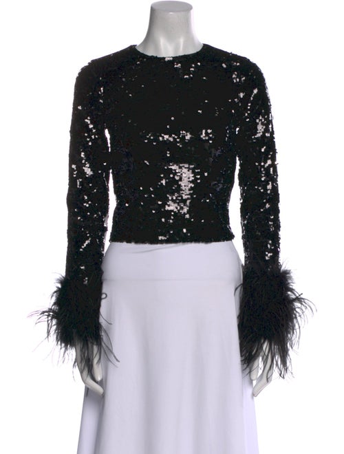 Alice + Olivia Crew Neck Long Sleeve Crop Top