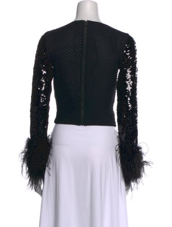 Alice + Olivia Crew Neck Long Sleeve Crop Top