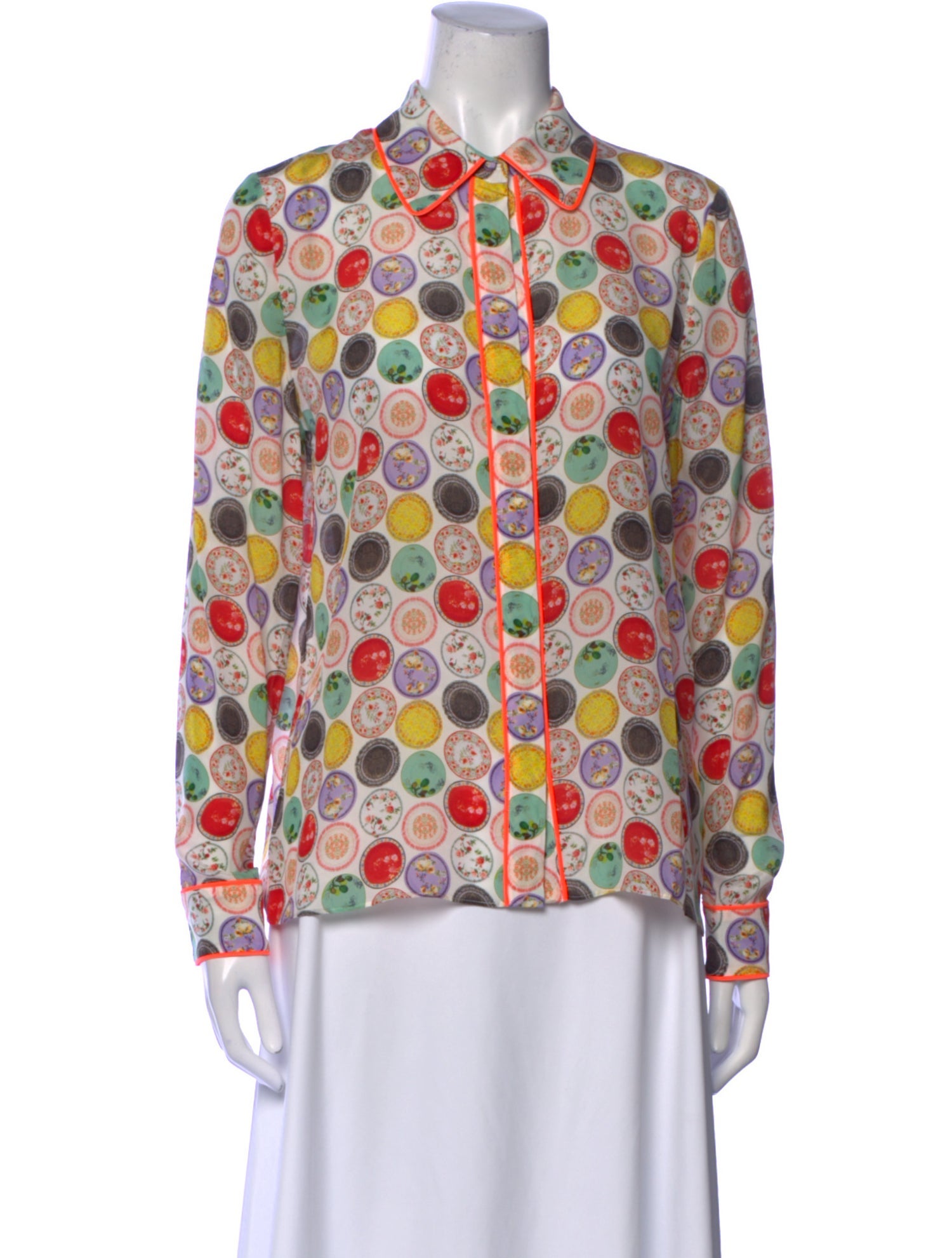 Alice + Olivia Silk Printed Button-Up Top w/ Tags