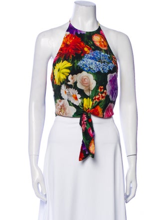 Alice + Olivia Silk Floral Print Crop Top