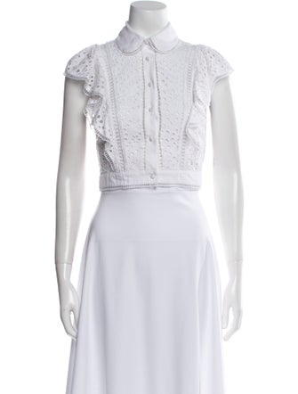 Alice + Olivia Mock Neck Short Sleeve Crop Top