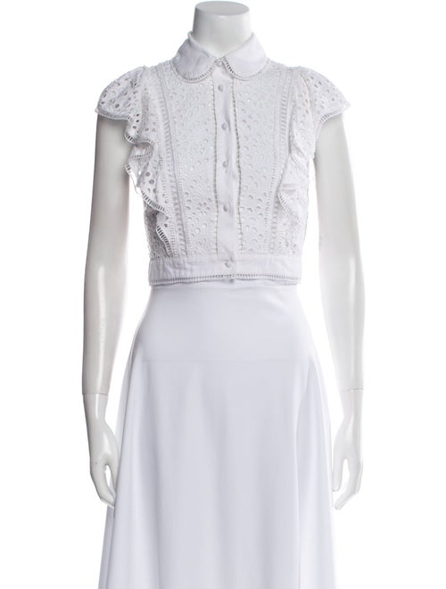 Alice + Olivia Mock Neck Short Sleeve Crop Top