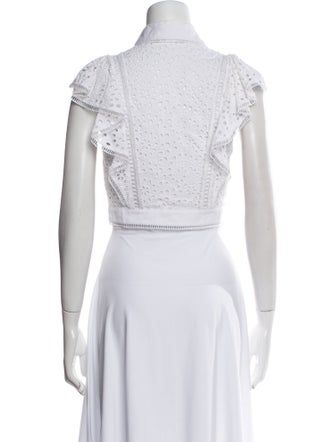 Alice + Olivia Mock Neck Short Sleeve Crop Top