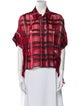 Alice + Olivia Plaid Print Short Sleeve Button-Up Top