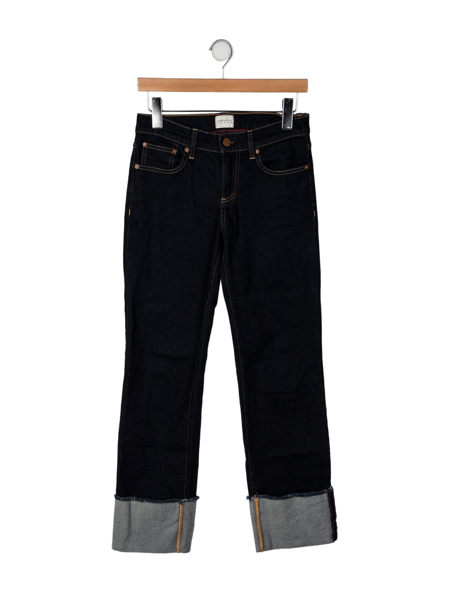 Alice + Olivia Mid-Rise Straight Leg Jeans