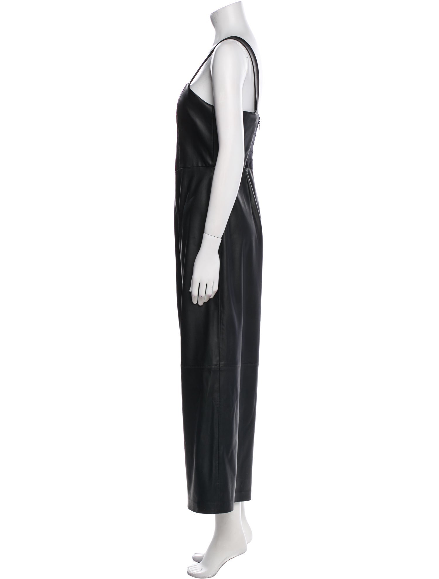 Alice + Olivia Faux Leather Square Neckline Jumpsuit