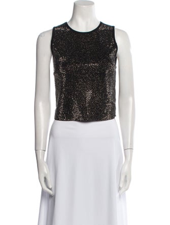 Alice + Olivia Crew Neck Sleeveless Crop Top
