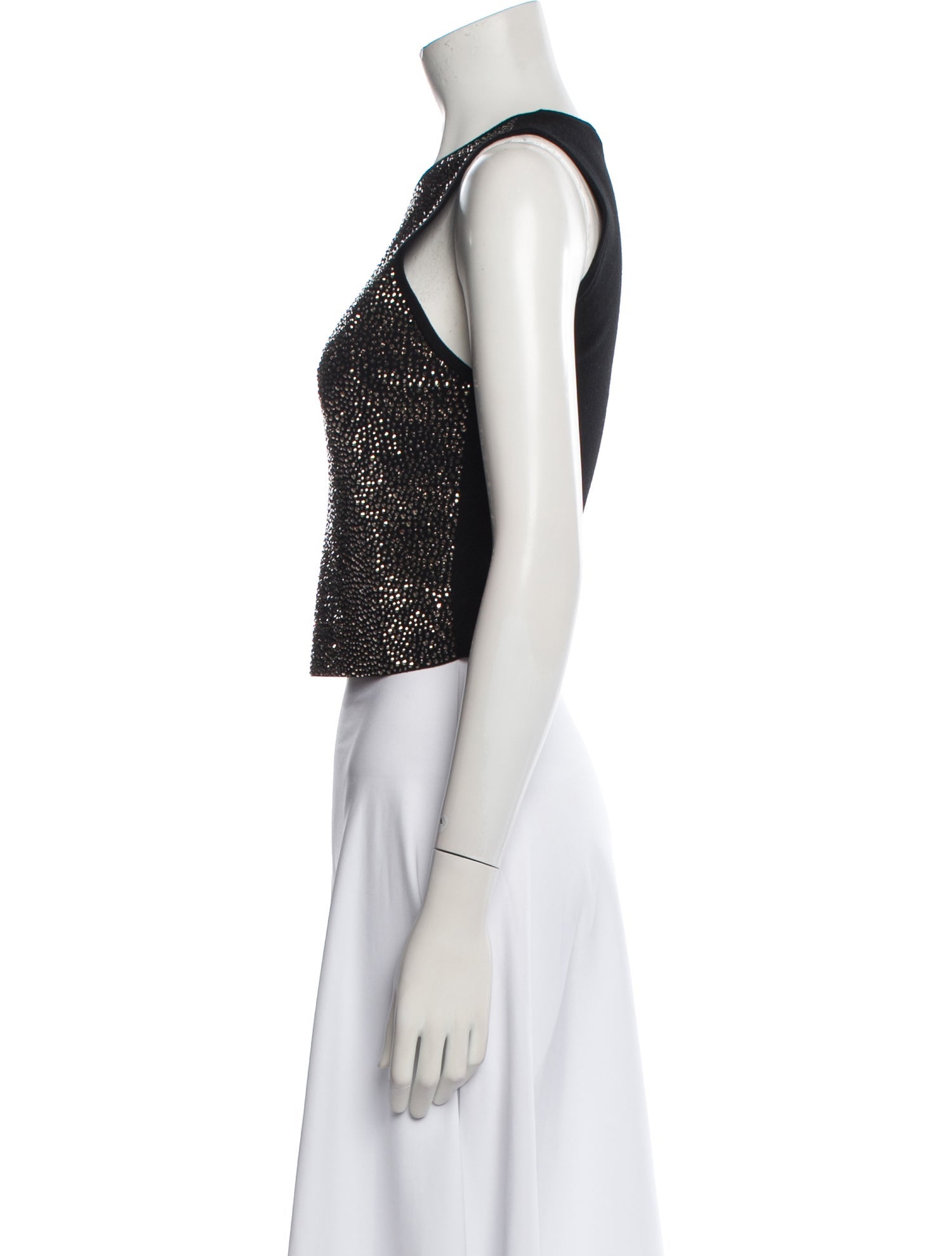 Alice + Olivia Crew Neck Sleeveless Crop Top