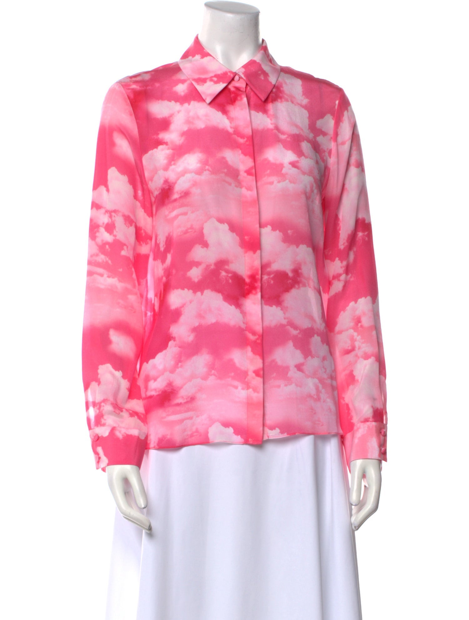 Alice + Olivia Silk Tie-Dye Print Button-Up Top