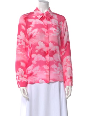 Alice + Olivia Silk Tie-Dye Print Button-Up Top