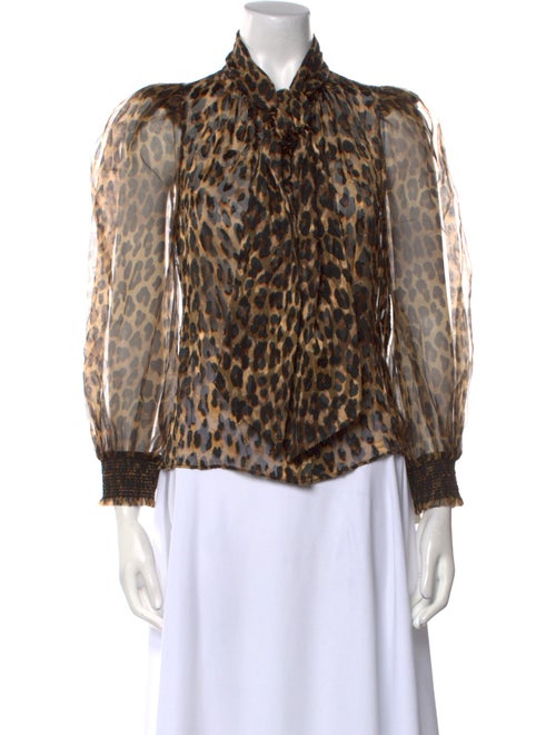 Alice + Olivia Animal Print Three-Quarter Sleeve Blouse