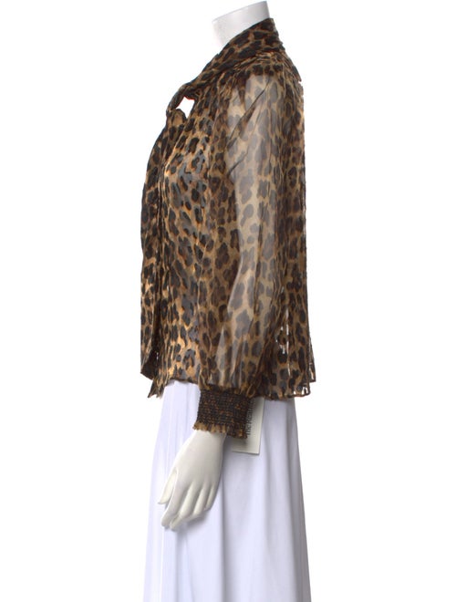 Alice + Olivia Animal Print Three-Quarter Sleeve Blouse