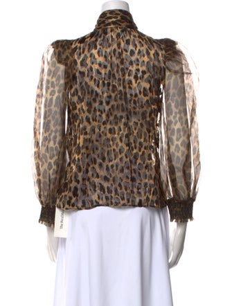 Alice + Olivia Animal Print Three-Quarter Sleeve Blouse