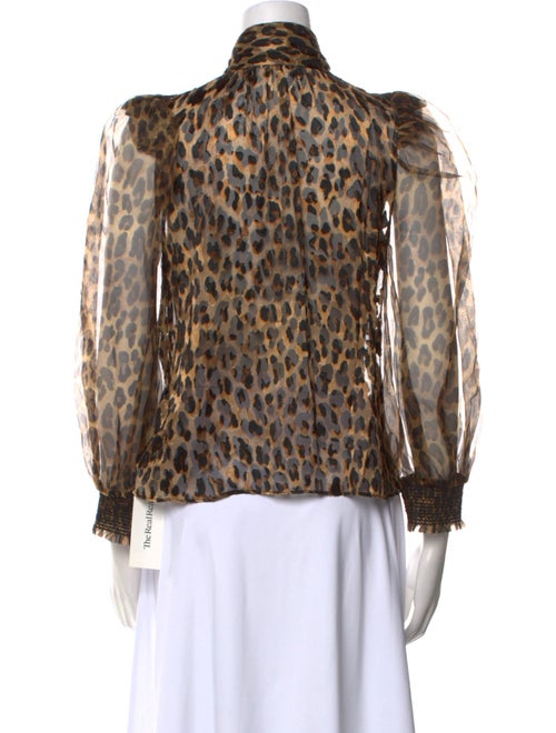 Alice + Olivia Animal Print Three-Quarter Sleeve Blouse