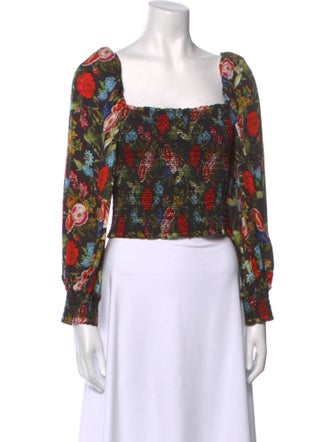 Alice + Olivia Floral Print Square Neckline Crop Top